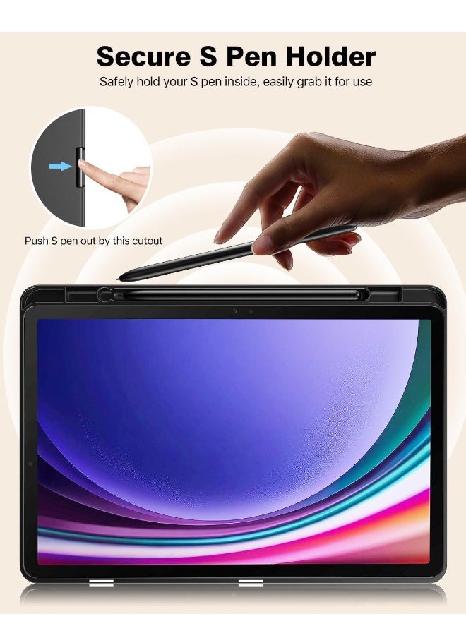 Generic - Samsung Galaxy Tab S9 Case, Tri-Fold Smart Tablet Case with S Pen Holder, Multi- Viewing Angles Stand Soft Silicone Folio Case Cover with Auto Wake Sleep for Samsung Tab S9 11 inch 2023, Black - Image 1