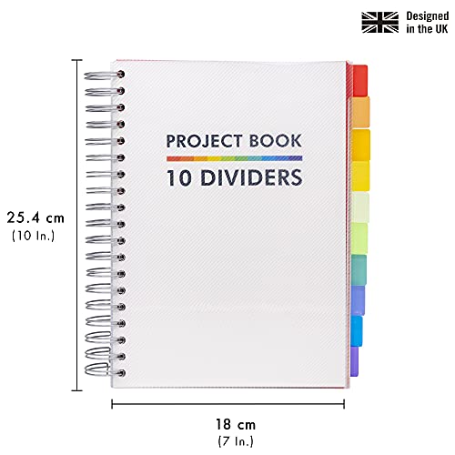 Pukka Pad B5 Subject Notebook with 10 Repositionable Dividers for Organization – 400 Perforated Pages of 80GSM Paper – 200 Sheet Notebook for School, Office, and Home – White, 7.48 x 9.84in - Image 2