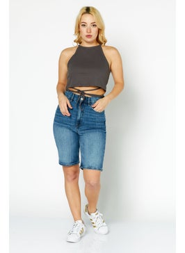 NA-KD Women Crew Neck Sleeveless Textured Crop Top, Dark Grey  - Image 4