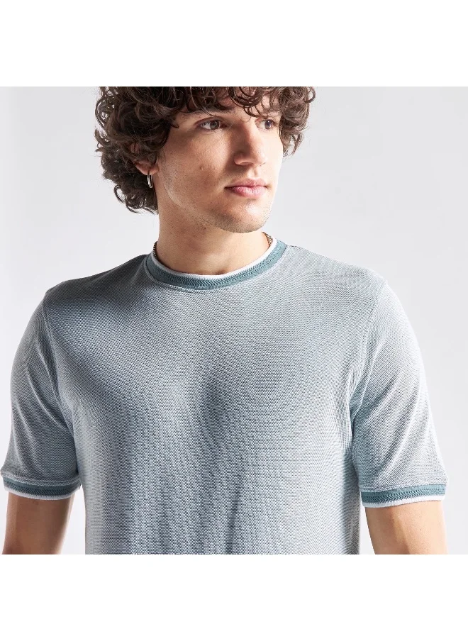 FAV Textured Crew Neck T-shirt with Short Sleeves
