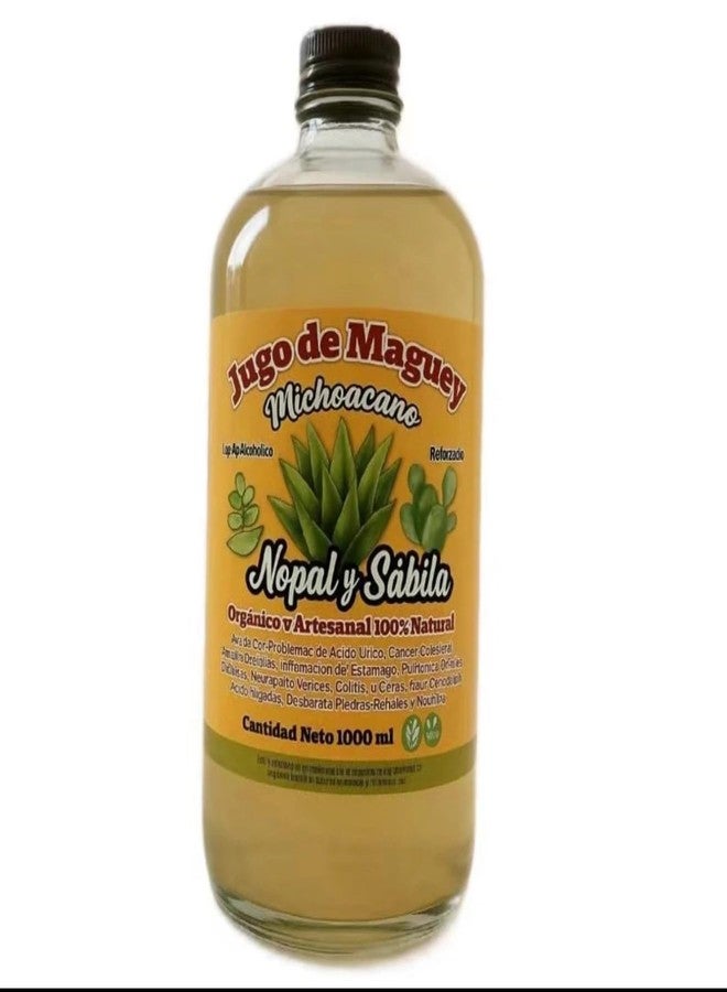Maguey Juice Nopal Y Sabila - Jugo De Maguey Reforzado Extract 1,000ML | All Natural, 100% Juice | Jugo de Maguey de Michoacan, Sabor Natural - Image 1