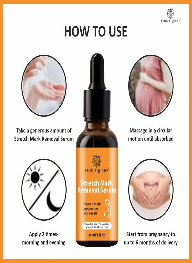 Pink Square Stretch Marks Removal Serum | Reduces Stretch Marks, Soothes Dry & Itchy Skin, Improves Skin Texture & Tone | For Men & Women | Pack of 4x30ML Each - Image 3