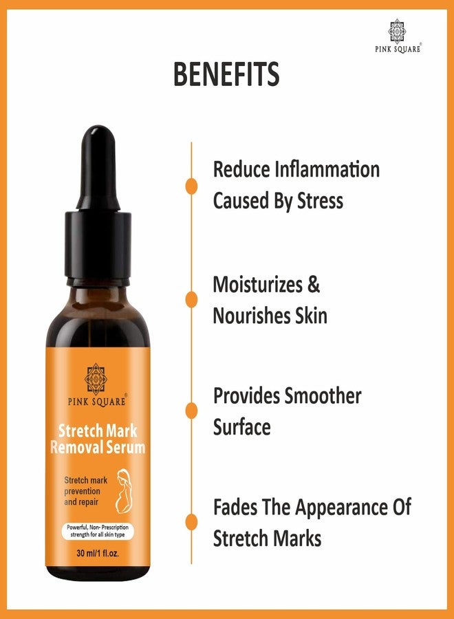 Pink Square Stretch Marks Removal Serum | Reduces Stretch Marks, Soothes Dry & Itchy Skin, Improves Skin Texture & Tone | For Men & Women | Pack of 4x30ML Each - Image 4