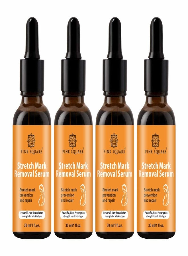 Pink Square Stretch Marks Removal Serum | Reduces Stretch Marks, Soothes Dry & Itchy Skin, Improves Skin Texture & Tone | For Men & Women | Pack of 4x30ML Each - Image 1