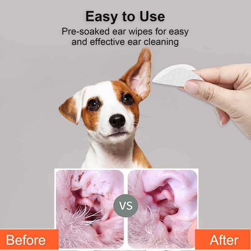 Opula 300Pcs Dog Ear Cleaner Wipes, Biodegradable Pet Ear Wipes for Dogs and Cats, Remove Ear Wax Debris, Relieve Itching, Eliminate Odors, Thick Otic Cleaning Pads - Image 4