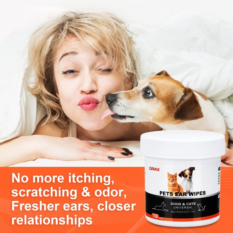 Opula 300Pcs Dog Ear Cleaner Wipes, Biodegradable Pet Ear Wipes for Dogs and Cats, Remove Ear Wax Debris, Relieve Itching, Eliminate Odors, Thick Otic Cleaning Pads - Image 5