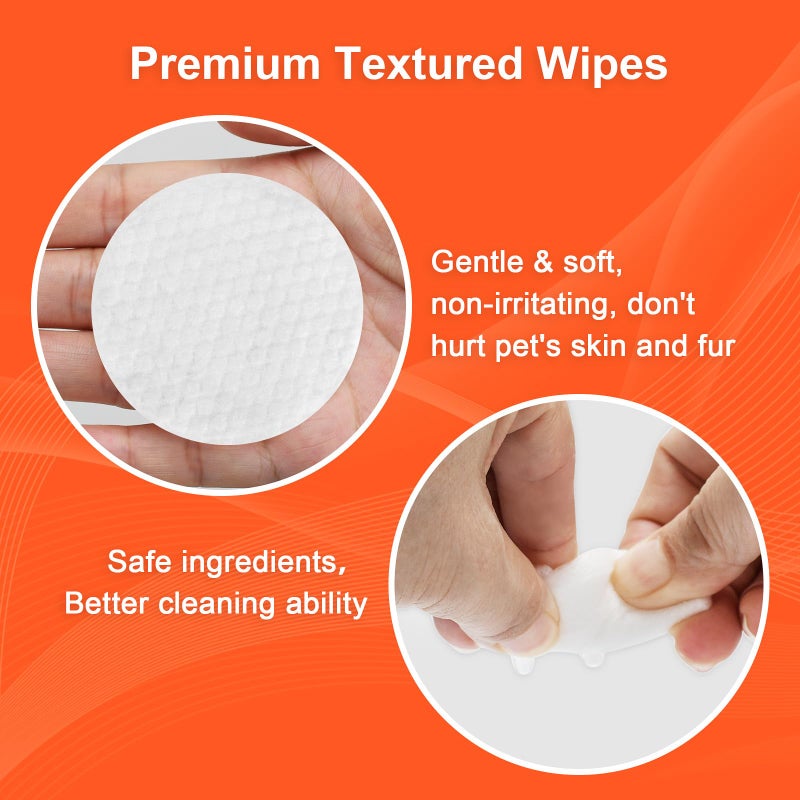 Opula 300Pcs Dog Ear Cleaner Wipes, Biodegradable Pet Ear Wipes for Dogs and Cats, Remove Ear Wax Debris, Relieve Itching, Eliminate Odors, Thick Otic Cleaning Pads - Image 3