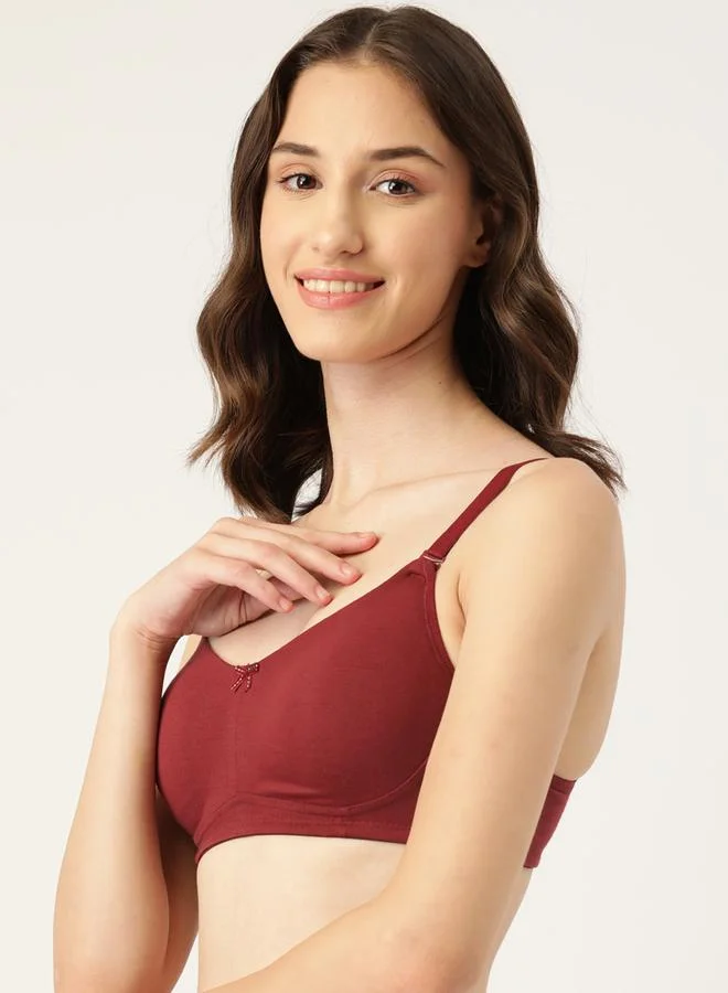 Leading Lady Pack of 2 - Solid Non Wired Cotton T-Shirt Bra by Styli