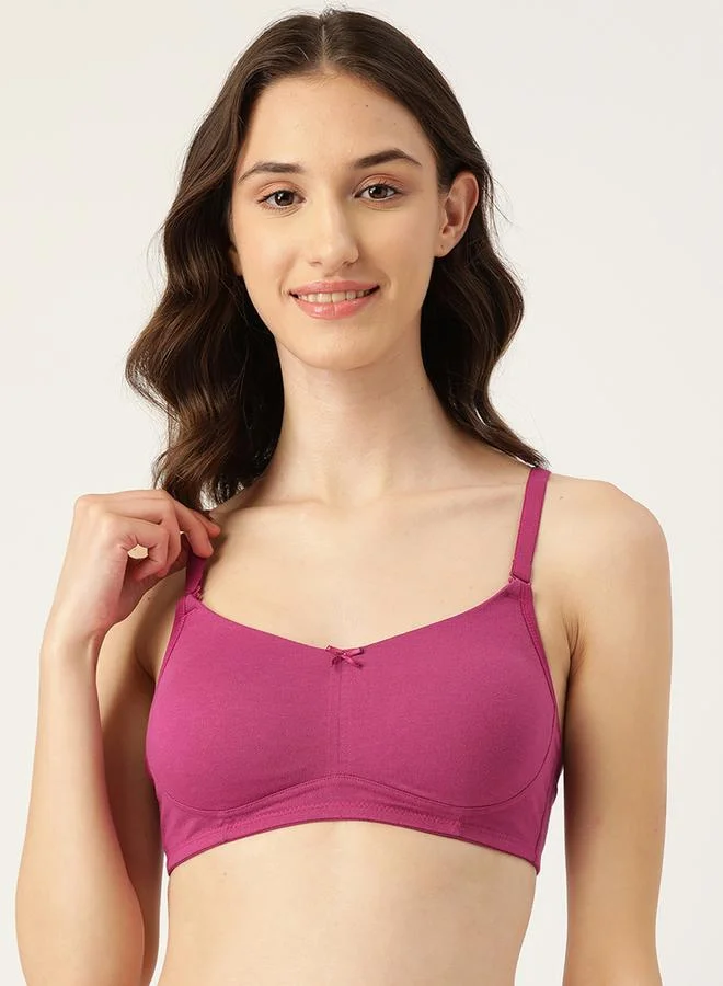 Leading Lady Pack of 2 - Solid Non Wired Cotton T-Shirt Bra by Styli