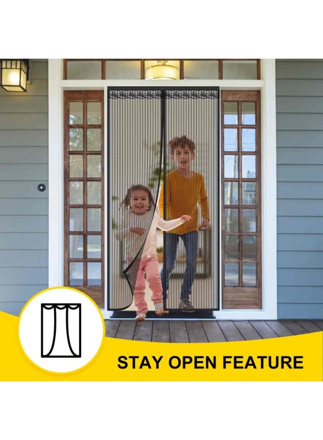 Aideli Magnetic Fly Screen Door 100×210 cm, Anti Mosquito Bug Mesh Curtain with Strong Magnets and Full Frame Magic Tape, Hands-Free Automatic Closure for Bedroom Balcony Kitchen - Image 5