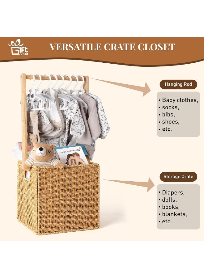 GiftAmaz Baby Shower Crate Closet, Large Hand-Woven Rattan Storage Crates with Handle - Image 4