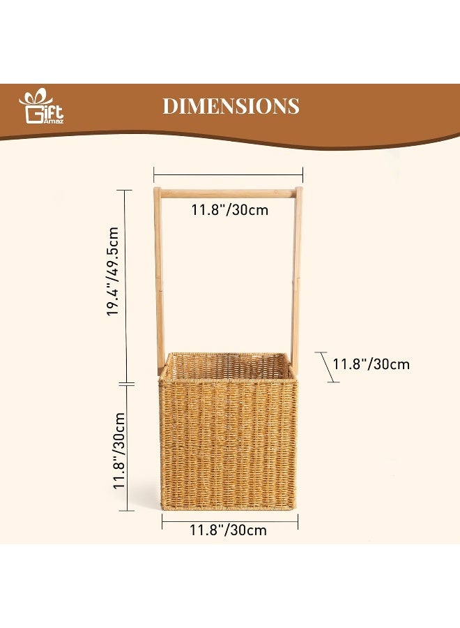 GiftAmaz Baby Shower Crate Closet, Large Hand-Woven Rattan Storage Crates with Handle - Image 2