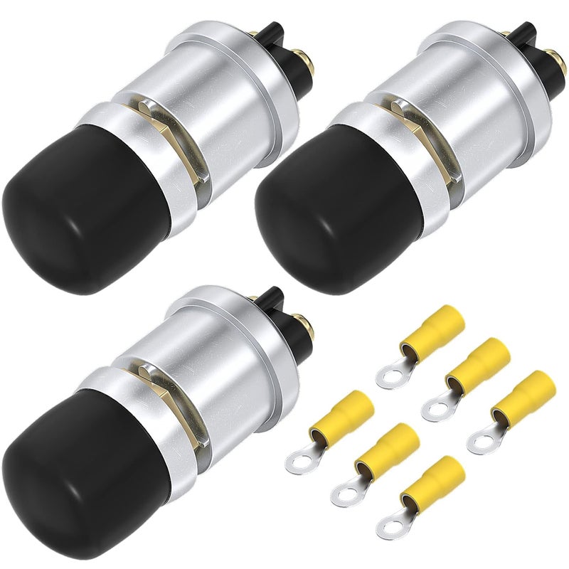 DAIERTEK Push Start Button Switch 12V 50A Heavy Duty Momentary Push Button Switch Waterproof Weatherproof Engine Starter Marine Horn Button 12 Volt for Auto Motor -3pcs - Image 1