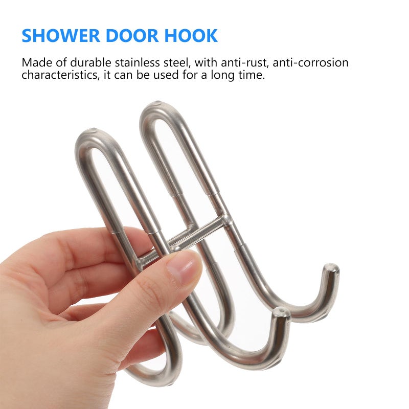 Stainless Steel 4 Prong Over The Glass Door Towel Hook For Frameless Shower Door - Image 5