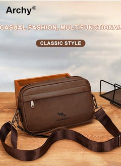 Archy Men's Vintage PU Leather Clutch Bag Fashion Zipper Shoulder Crossbody Bag with Detachable Shoulder Strap Bag Sling Shoulder Bag for Men, Durable Casual Daypack  - Image 3
