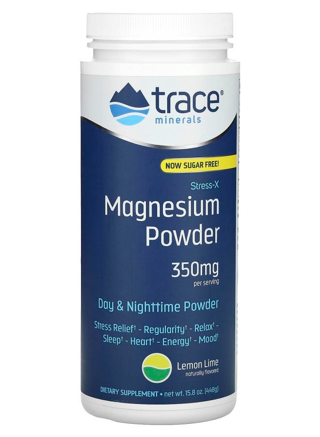 Trace Minerals StressX Magnesium Powder Lemon Lime 350 mg 15.8 oz (448 g)