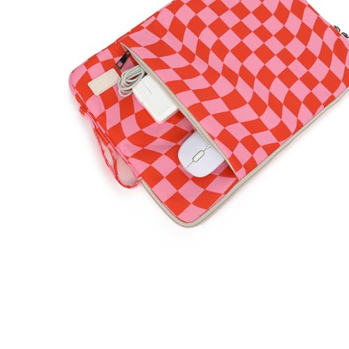 EZrelia Laptop Sleeve 13.3 inch14 Inch, 15.6inchWater Resistant Traveling Computer Cover with Handle, Shockproof Protective Carrying Laptop Case (Y8-Pink Checker, 14 inch) - Image 3