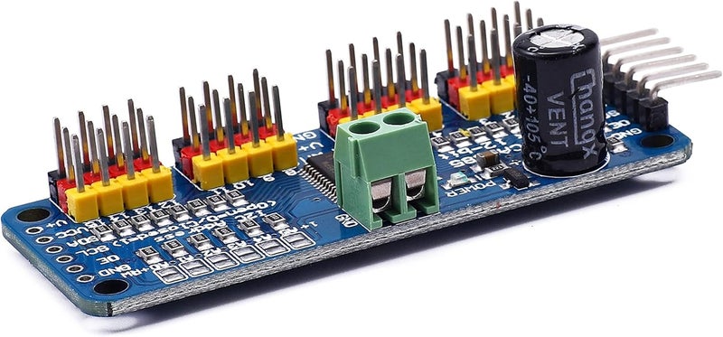 Teyleten Robot وحدة تحكم محرك سيرفو PCA9685 من ، 16 قناة، 12 بت PWM، واجهة I2C IIC، متوافقة مع MG90S SG90 MG995 و Arduino Raspberry Pi (قطعتان) - Image 3
