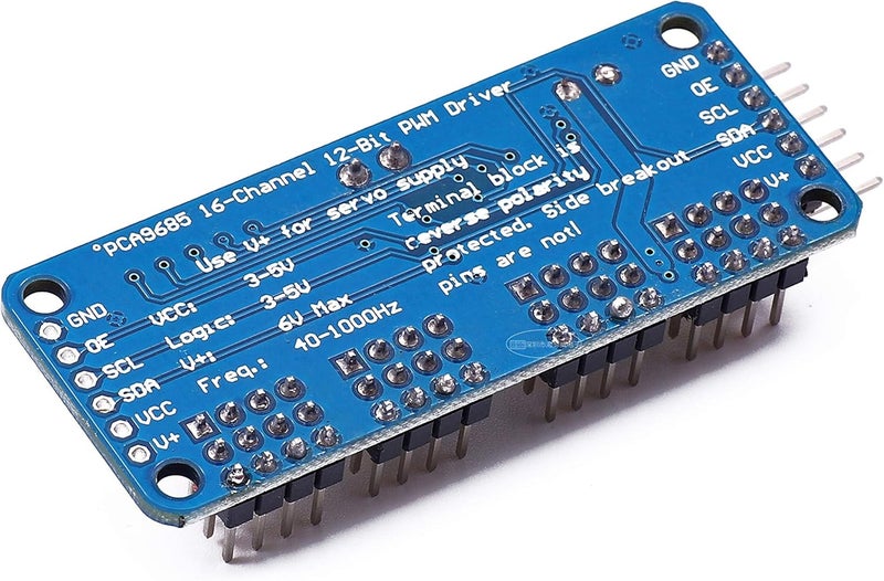 Teyleten Robot وحدة تحكم محرك سيرفو PCA9685 من ، 16 قناة، 12 بت PWM، واجهة I2C IIC، متوافقة مع MG90S SG90 MG995 و Arduino Raspberry Pi (قطعتان) - Image 4