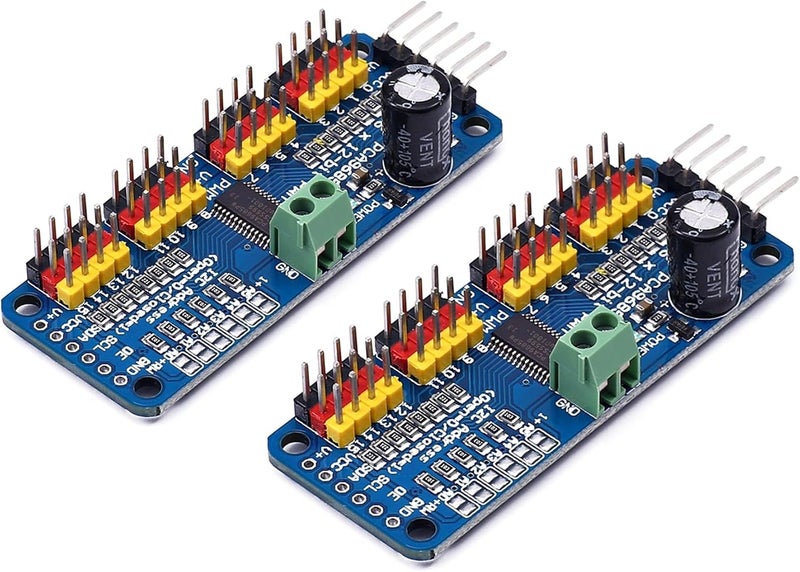 Teyleten Robot وحدة تحكم محرك سيرفو PCA9685 من ، 16 قناة، 12 بت PWM، واجهة I2C IIC، متوافقة مع MG90S SG90 MG995 و Arduino Raspberry Pi (قطعتان) - Image 1