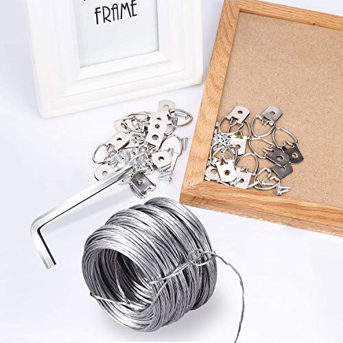 Listenman Picture Hanging Kit, Listenman D Ring Picture Hangers with Screws, Picture Hanging Wire(100 Feet) and Aluminum Sleeves, Supports up to 30 lb, Included Screwdriver - Image 3