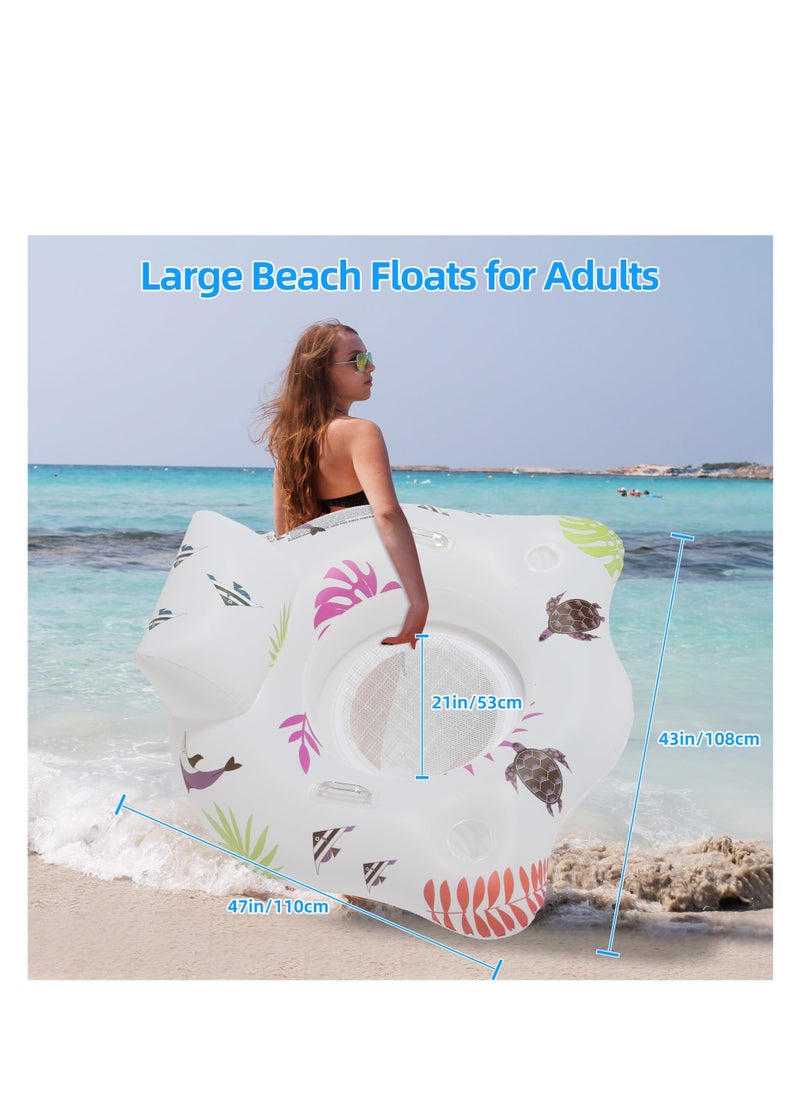 null - Solar Inflatable Pool Floats with Colorful Lights, Light Up Pool Floaties for Adults, Large Pool Float Chairs with 2 Cup Holders u0026 2 Handles, Swimming Pool Tubes Floaties for Party, Pool Raft - Image 1