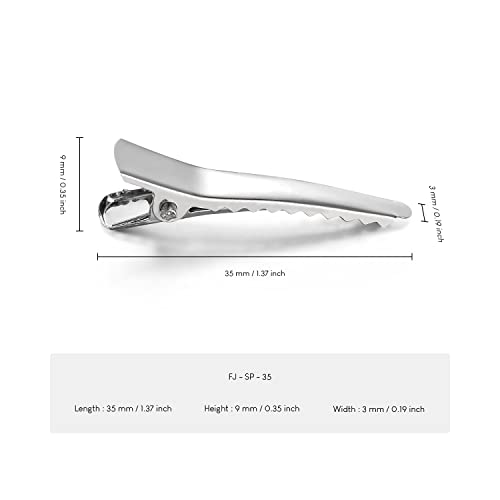 UJOY Flat Metal Single Prong Alligator Duckbills 3.5Cm Diy Barrette Bow Hair Clips, Set Of 50 Pieces, Silver - Image 3