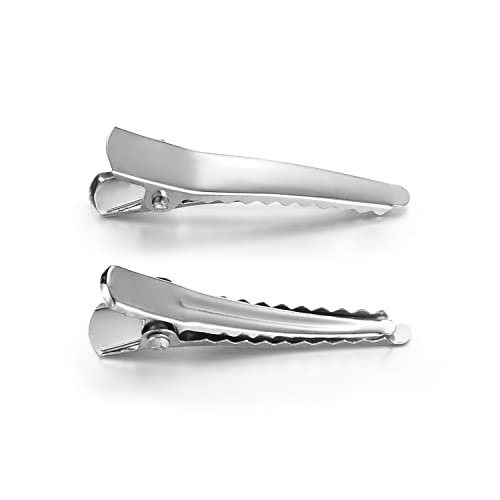 UJOY Flat Metal Single Prong Alligator Duckbills 3.5Cm Diy Barrette Bow Hair Clips, Set Of 50 Pieces, Silver - Image 4