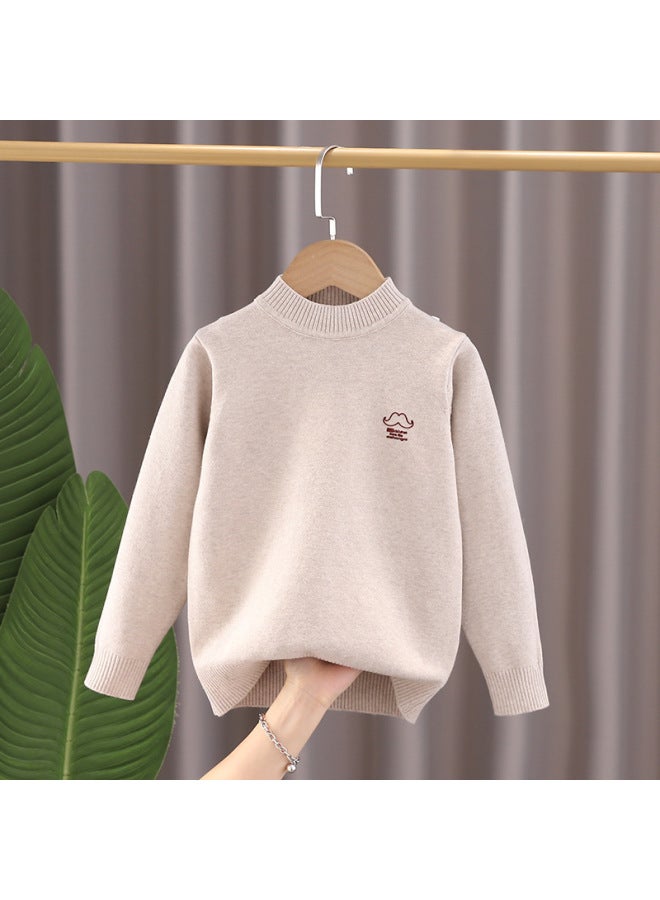 Children's Knitwear Pure Cotton Medium And Large Kidsren's Boys' Knitted Knitwear Pullover Long-sleeved Beard Bottoming Shirt Cotton Sweater