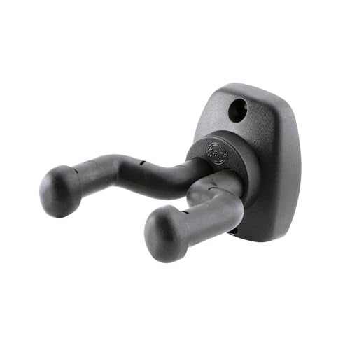 KM K&M König & Meyer 16250.000.55 Guitar Wall Mount Hanger | Creative Display and Storage | Adjustable Rubber Covered Support Arms | Fits Most Guitar Shapes | Sturdy - Secure | German Made | Black - Image 1