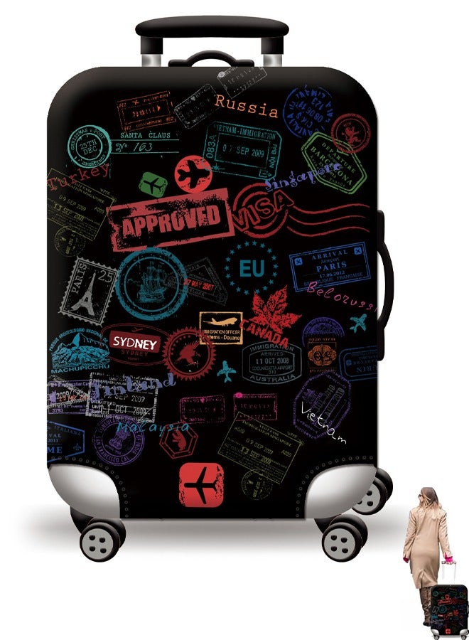 Travel Luggage Cover Washable Suitcase Cover Protector Anti-Scratch and Dust-Proof Suitcase Cover Fits 18/24/28/32 Inch Suitcase Spandex Protective Cover (Label Printing) - Image 1