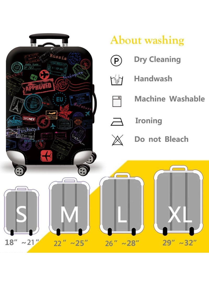 Travel Luggage Cover Washable Suitcase Cover Protector Anti-Scratch and Dust-Proof Suitcase Cover Fits 18/24/28/32 Inch Suitcase Spandex Protective Cover (Label Printing)
