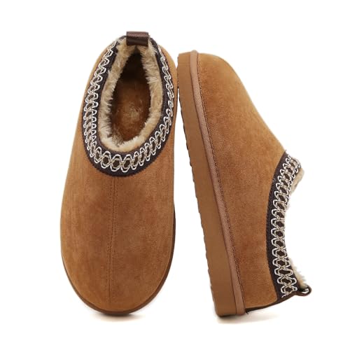 SMajong Women's Slippers Mens Platform Mini Boots Fuzzy House Slipper Fur Fleece Winter Home Shoes Indoor and Outdoor Black Brown US 7.5 Women/6 Men - Image 4