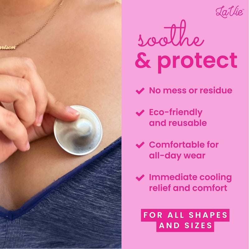 LaVie Silver Nursing Cups Soothing Protection for Nursing Nipples of Newborns Calming Relief for Breastfeeding Moms 925 Silver Nipple Covers All Natural Size 1 - Image 4
