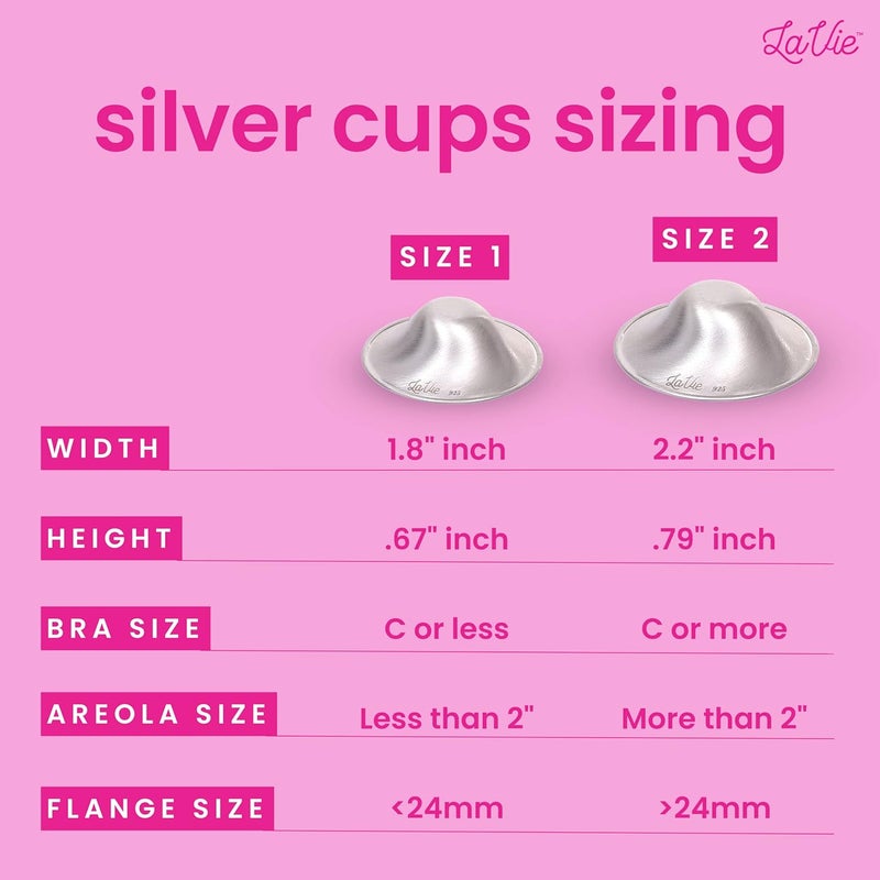 LaVie Silver Nursing Cups Soothing Protection for Nursing Nipples of Newborns Calming Relief for Breastfeeding Moms 925 Silver Nipple Covers All Natural Size 1 - Image 3