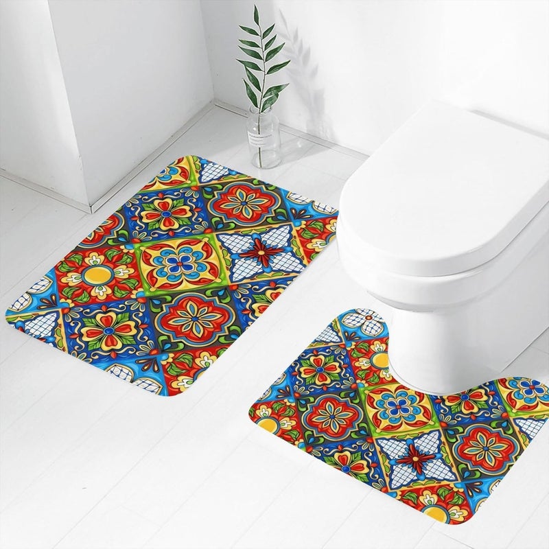 Calyrex Bathroom Rugs and Mats Set 2 Piece Nonslip Bathroom Mats Soft Washable Bath Mats for Bathroom Floor Mats Carpet Water Absorbent Shower Rug with UShaped Contour Rug - Image 1