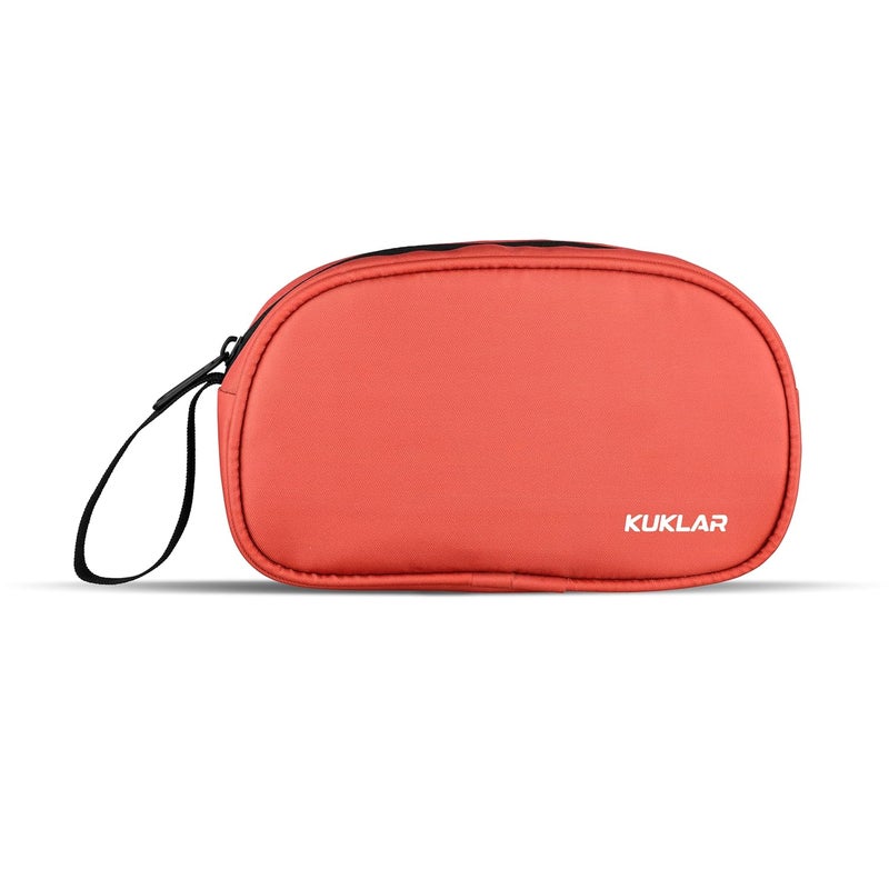 KUKLAR Premium Travel Pouch Multipurpose Carry Bag for Toiletries Cables Stationery Pencil Pouch and Daily Essentials Lightweight with Zipper for Travel School (CoralRed) - Image 2