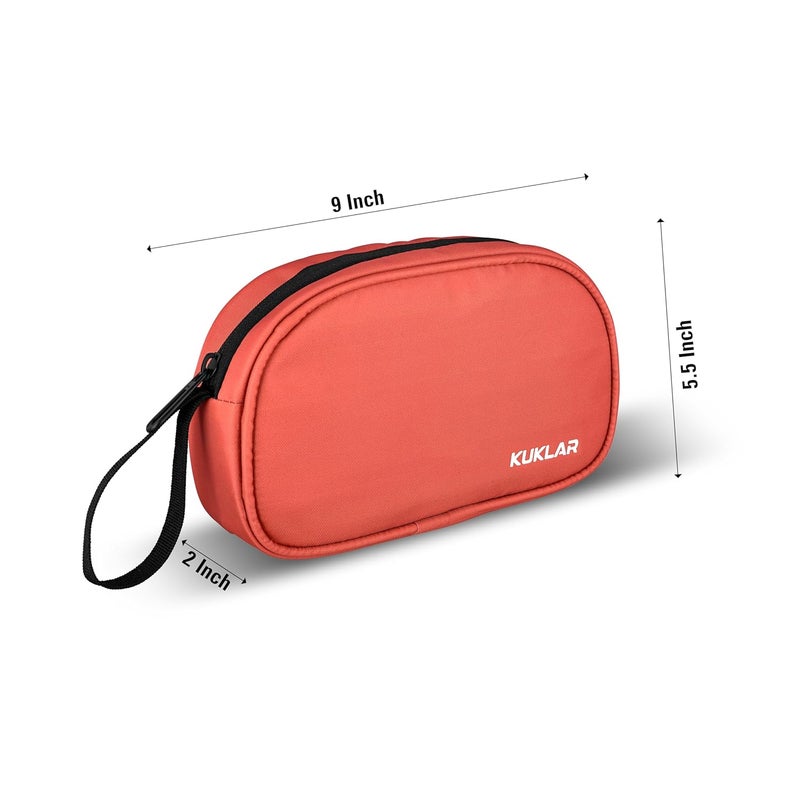 KUKLAR Premium Travel Pouch Multipurpose Carry Bag for Toiletries Cables Stationery Pencil Pouch and Daily Essentials Lightweight with Zipper for Travel School (CoralRed) - Image 5