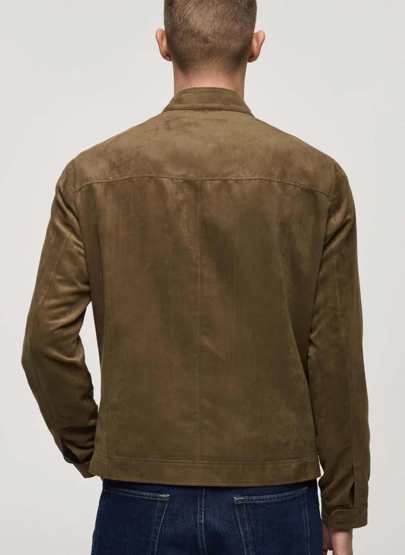 Mango Man Suede-Effect Biker Jacket