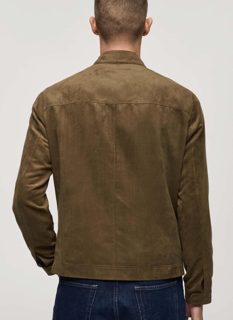 Mango Man - Suede-Effect Biker Jacket - Image 1