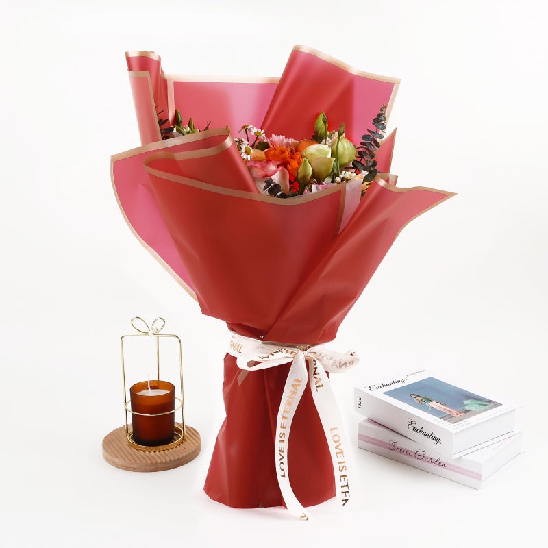 FUHITIM 20 Sheets Flower Wrapping Paper - Waterproof Floral Bouquet Packaging Paper for DIY Craftsï¼ŒFlorist Supplies Packaging Paper for Wedding Birthday Gift (Red) - Image 5