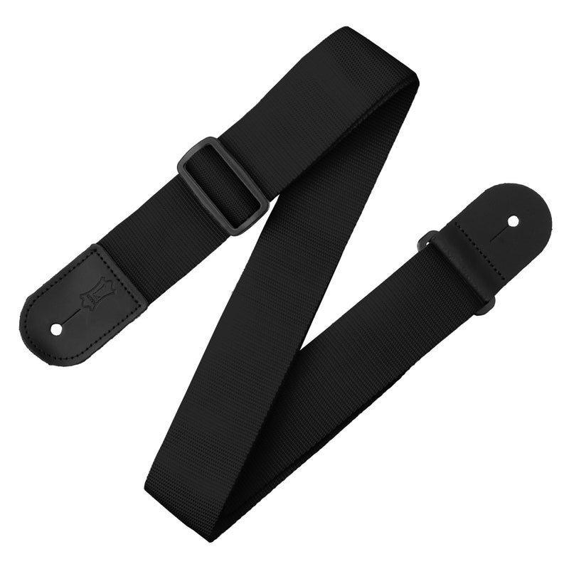 Levy's Leathers 2" Polypropylene Guitar Strap with Genuine Leather Ends and Tri-glide Adjustment; Black (M8POLY-BLK) - Image 1