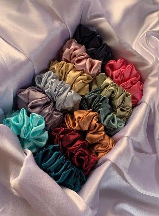 Diskary Classic Satin Silk Scrunchies For Women And Girls Set Of 12 Scrunchie for Less Hair fall Hairbands Rubber Band Scrunchies For Girls Best Gift For Mom, Sister And Girlfriend, Multi - Image 2