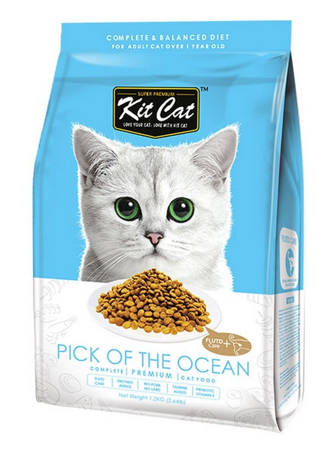 كيت كات طعام قطط جاف ممتاز - وصفة “بيك أوف ذا أوشن” مع التورين وفيتامين E المعزز بالبروبيوتيك لرعاية المسالك البولية، التغذية المتوازنة، وصحة الجهاز المناعي (1.2 كجم) - Image 2