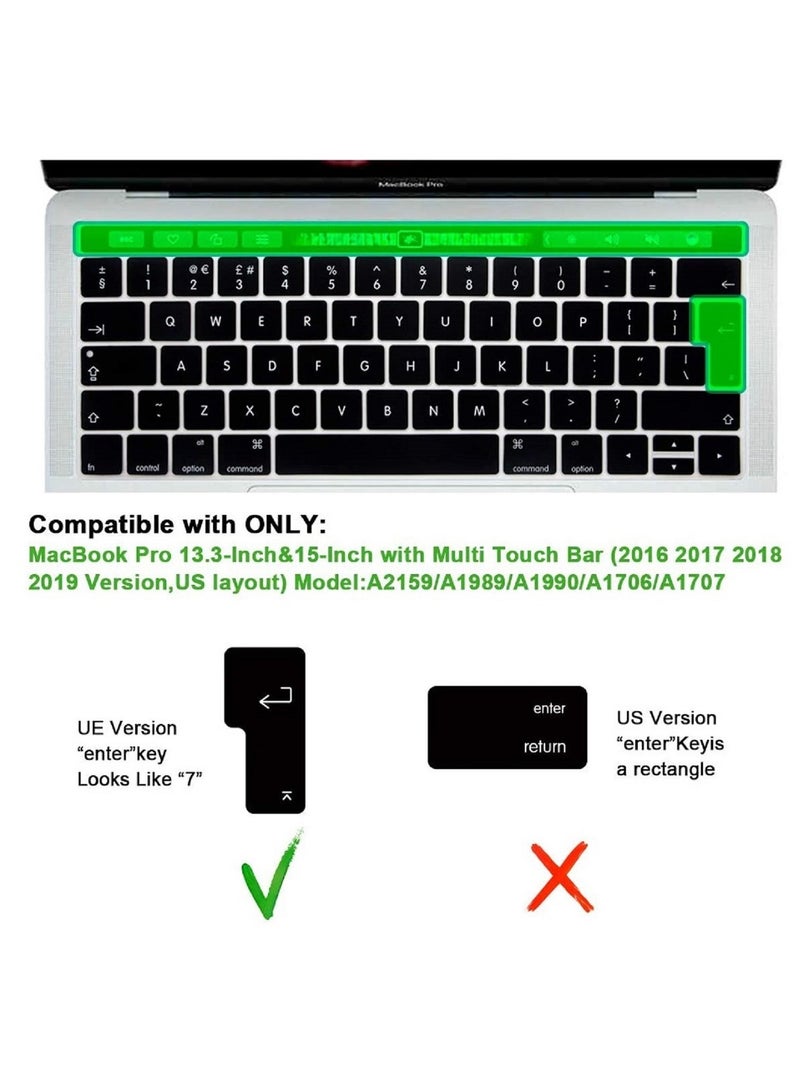 أمم غطاء لوحة مفاتيح عربي إنجليزي بتصميم بريطاني متوافق مع ماك بوك برو 13 و 15 بوصة مع شريط لمس موديل إيه 2159 إيه 1989 إيه 1990 إيه 1706 إيه 1707 الإصدار 2019 2018 2017 2016 أسود - Image 2