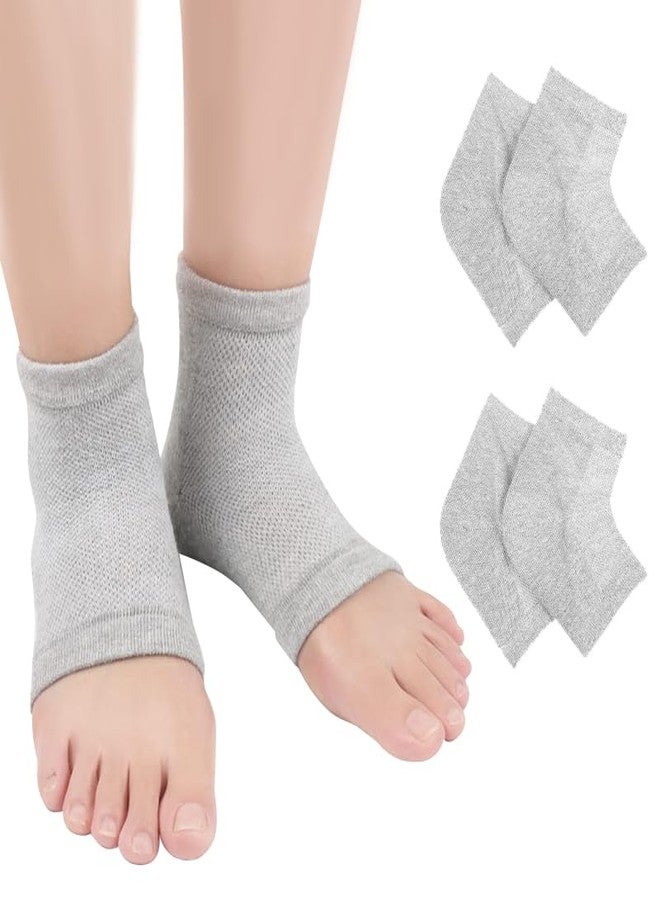 OHOO 2 Pairs Moisturizing Heel Socks for Dry Cracked Heel Toeless Gel Socks Foot Care Hydration and Repair (Grey, 2 Pairs) - Image 1