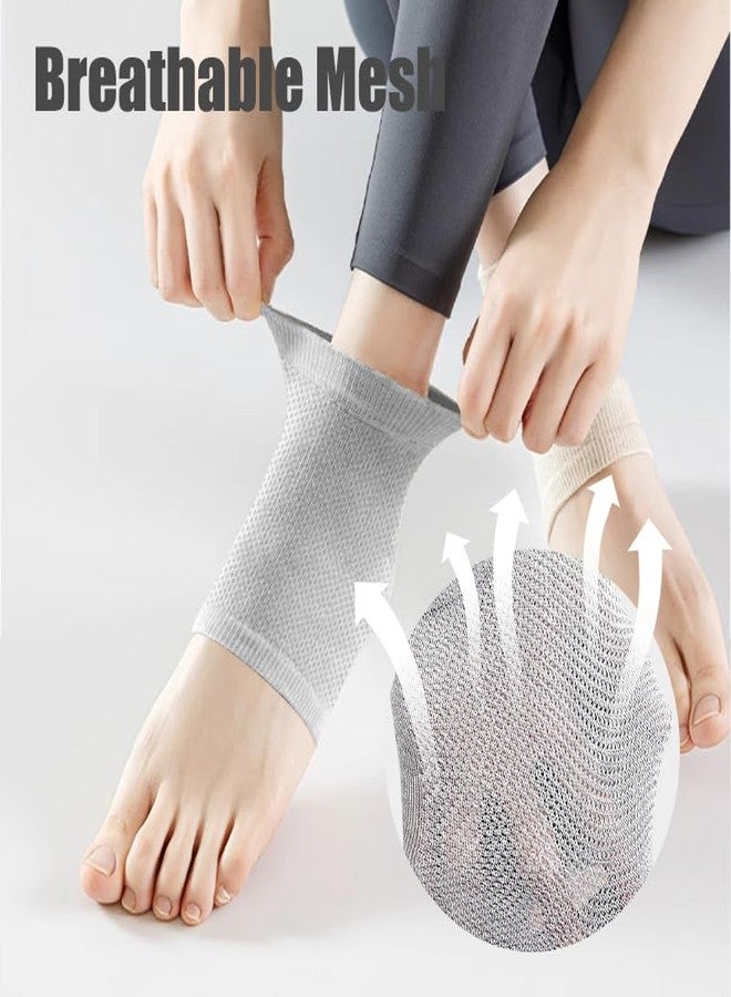 OHOO 2 Pairs Moisturizing Heel Socks for Dry Cracked Heel Toeless Gel Socks Foot Care Hydration and Repair (Grey, 2 Pairs) - Image 5