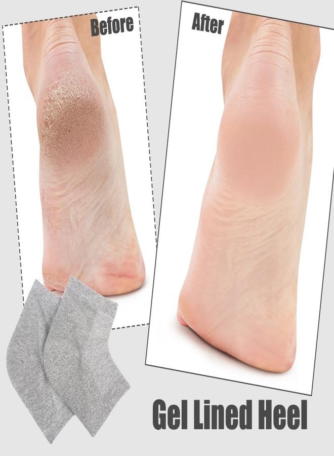 OHOO 2 Pairs Moisturizing Heel Socks for Dry Cracked Heel Toeless Gel Socks Foot Care Hydration and Repair (Grey, 2 Pairs) - Image 4