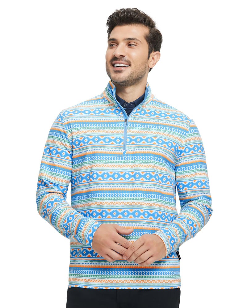 M MAELREG Mens Sweatshirt Athletic Moisture Wicking Lightweight Full Print Mock Neck Hiking 1/4 Zip Pullover Mens - Image 2