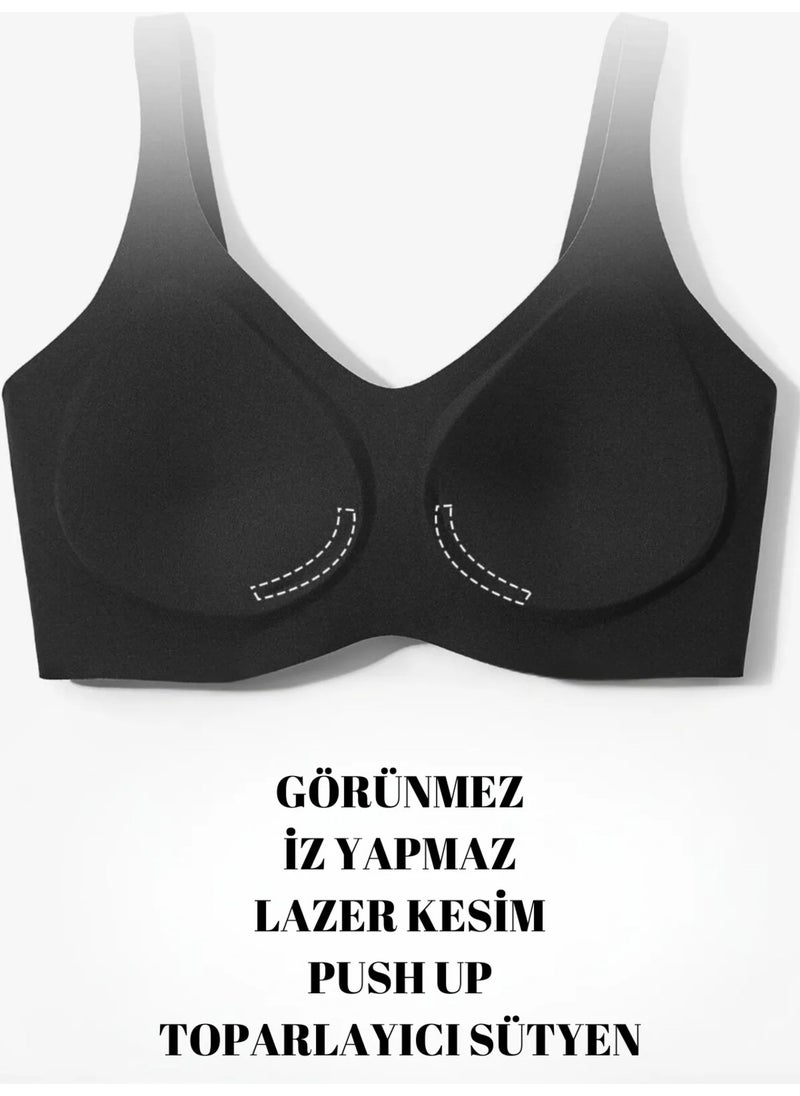 TECHNO 8Q - Seamless Padded Soft Non-Trace Laser Cut Non-wired Push Up Invisible Bra - Image 1